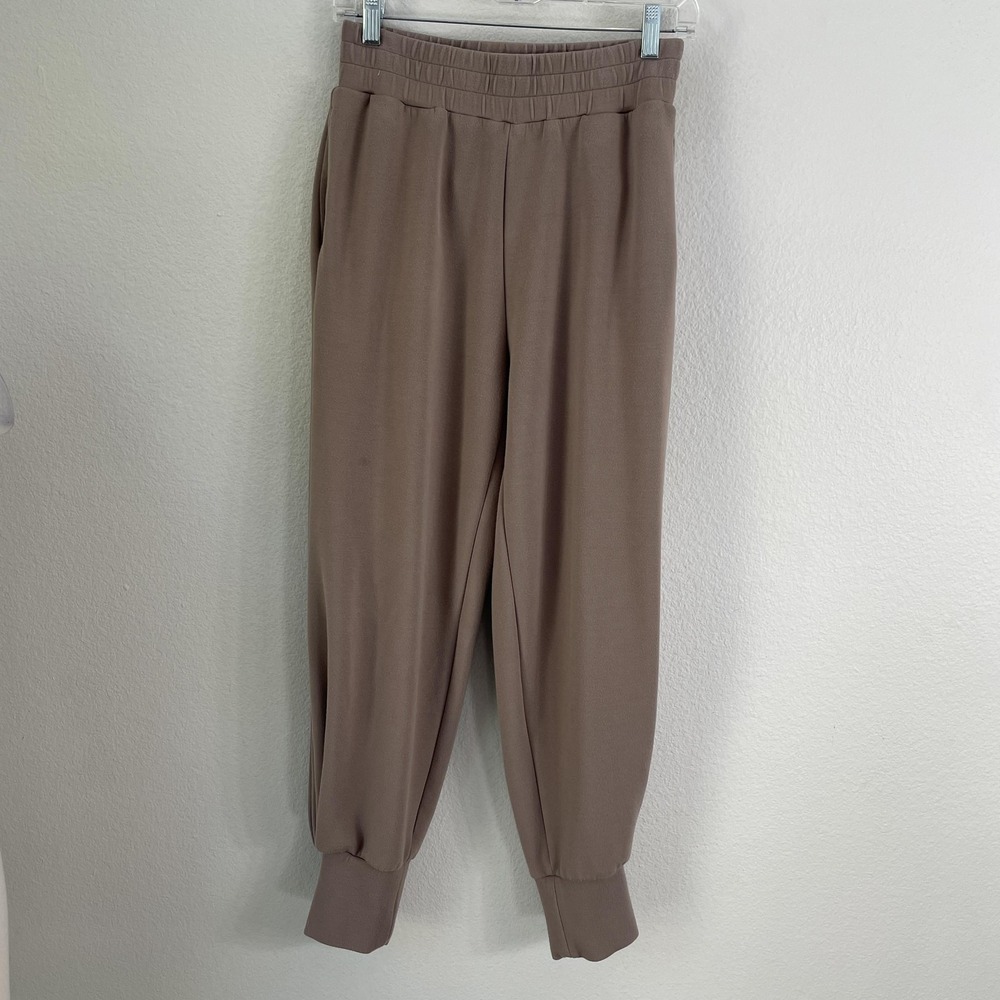 Varley Allen Sweat Pant Womens Small Taupe Joggers Cuffed High Rise Pockets
